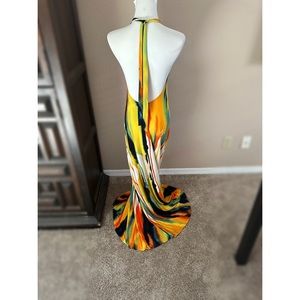 Backless waterfall maxi dress